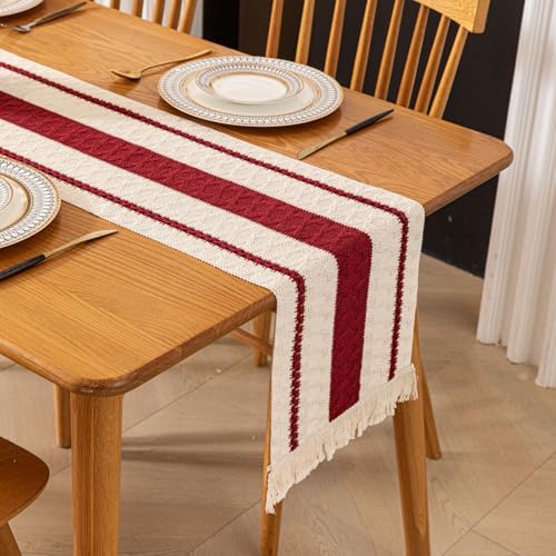 Image of HomeCloud Croshia Woven Table placemat - Heat Resistant, Washable Table Decoration for Dining, Office, Kitchen, Hotel, and Home (Runner White Maroon, Set of 4)