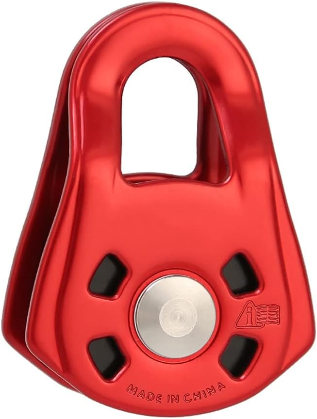 Single Pulley, Profession Small Single Pulley Gear Ball Bearing forMountaineering Rock Climbing, Red