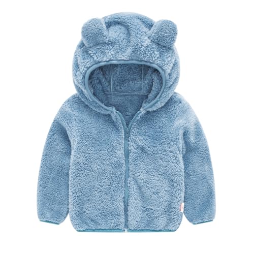 Toddler Infant Hooded Fleece Jacket Zipper Teddy Coat Sweater Baby Boy Girl Hoodie Cute Bear Ears Warm (Blue, 3-4 Years)
