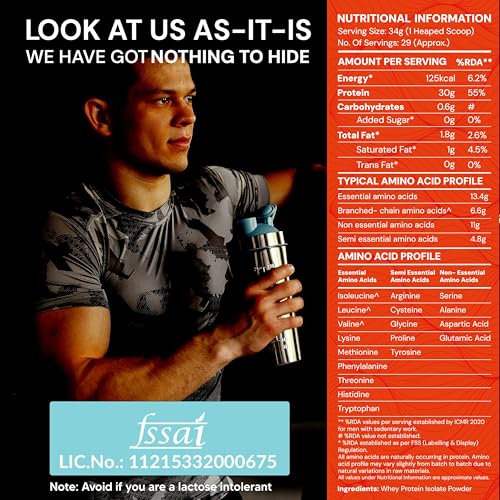 Image of AS-IT-IS ONE Whey Protein Isolate - 1kg Unflavoured, 30g Protein per Serve. Pure, Clean & Raw, No Amino Spiking