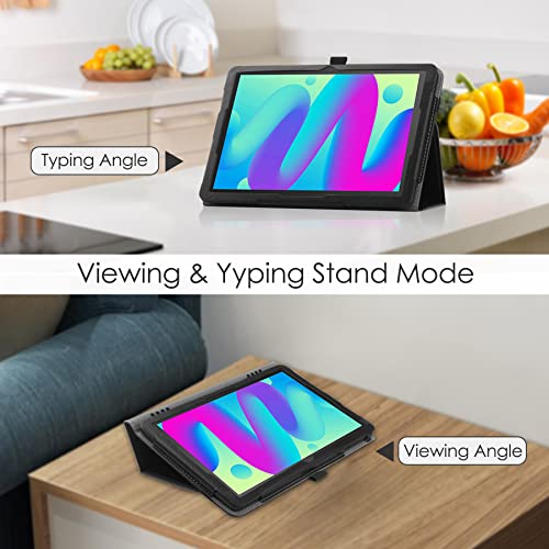 VOVIPO PU Leather Stand Folio Protective Cover with Handstrap For TCL Tab 10L 10.1, Black or Brown - Image 2