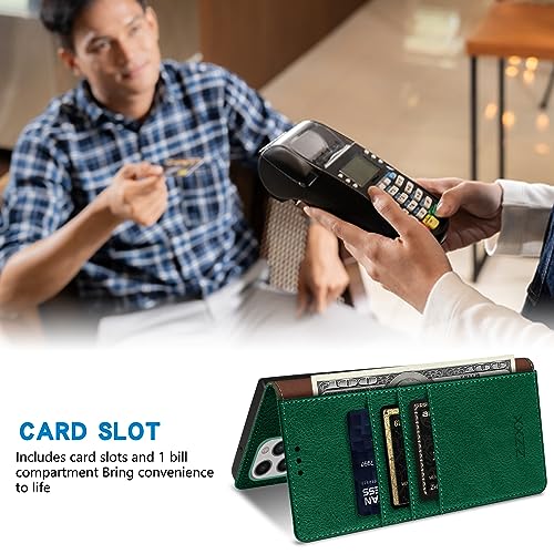 Image of ZZXX for iPhone 13 Pro Wallet Case Strong Magnetic 6.1 inch,Green