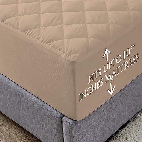 Image of Glassiano Sapphire Waterproof Quilted Mattress Protector 78x36 Inch for Single Bed - Ultra Soft & Hypoallergenic Mattress Cover (Beige - 1 Pcs)