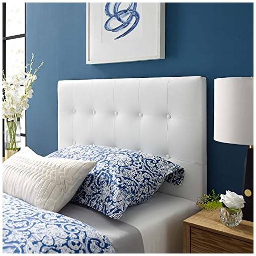 Modway Emily Tufted Button Faux Leather Upholstered Twin Headboard in
