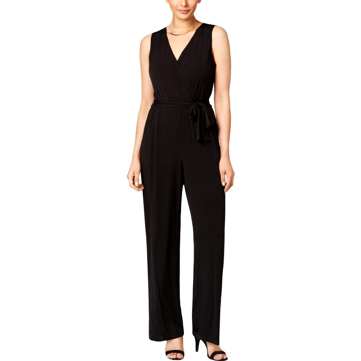 NY CollectionWomen's Petite Sleeveless Tie Jumpsuit