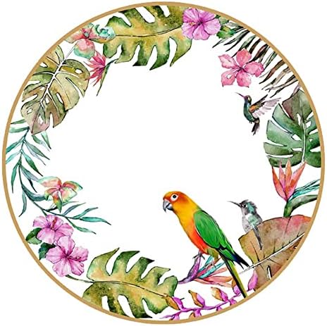 Gold Edge Bone China Parrot Plate, Nordic Rainforest Round Flat Plate Ceramic Cutlery Home Kitchen Dinner Plate Dessert Plate Bread Plate, Stackable Dishwasher Safe (8-Inch) (Size : 8" Dessert Pan)