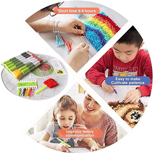 DIY Knüpfteppich Zum Selber Knüpfen 1 Set Knüpfpackung für Kinder & Erwachsene Kissenbezug Knüpfkissen Knüpfset Teppich 3D-Stickblumen Für Erwachsene Kinder,A