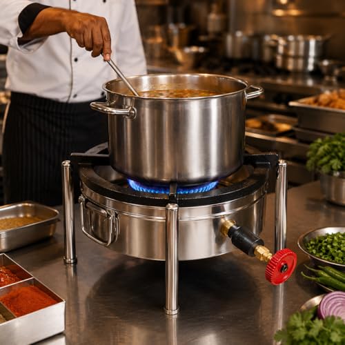 Image of 12x12 Inch Catering Burner Heavy Duty Commercial LPG Gas Stove Stainless Steel Cooktop for Hotel Restaurant Catering Kitchen