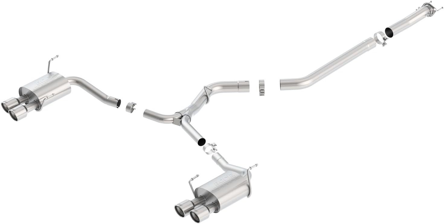 BORLA 140595 Cat-Back Perf. Exhaust Sys. for 2015-2021 Subaru Impreza WRX & WRX STI 2.0L/ 2.5L 4 Cyl. T-304 SS S-TypeDual Split Rear Exit Dual 3.5" Round Polished T-304 Stainless Tips Each Side