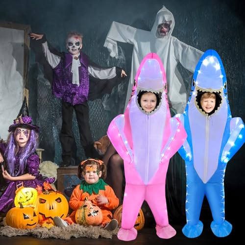 Disfraz inflable de tiburón para niños con luces LED miniatura 5