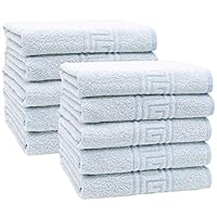 Set Di 10 Asciugamani Da Bagno ZOLLNER - 50x100 Cm, 550 G/mq, Cotone 100%, Bianchi, Con Bordo A Righe - Foto 6