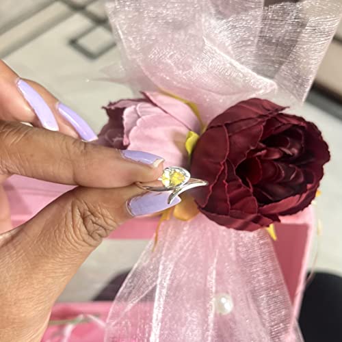 Statement Rings For Woman & Girls | Mother's Day Special Gift | Solitaire Stacking Rings | 4X6 Mm Pear Yellow Topaz Gemstone Ring | 925 Sterling Silver Ring Band (14K Yellow Gold, 10) #TOP6