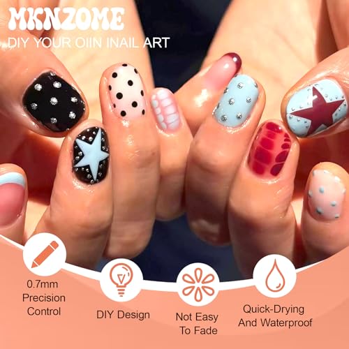 Image of 48 Color Nail Art Pens for Painting Nails, 0.7 MM Nail Polish Pens Drawing Point Liner Acrylic Painted Pen Kit, Waterproof Quick-drying for DIY Nails Art Design Manicure Tools