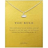 LANG XUAN Message Card Crown Pendant Necklace Friendship Starfish Good Luck Elephant Pendant Chain Necklace with Gift Card