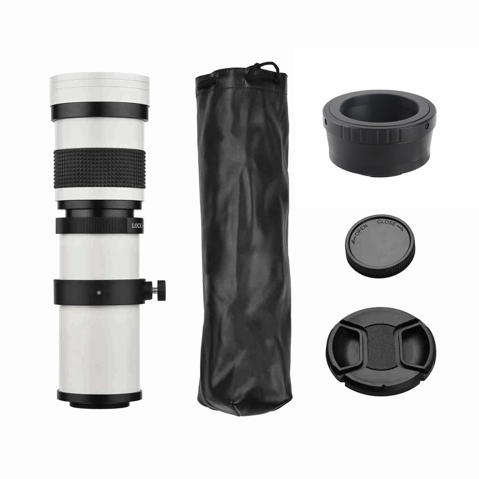 Domary Obiettivo Zoom Super Teleobiettivo da 420-800 Mm con Messa a Fuoco Manuale F/8.3-16 Attacco T2 con Anello Adattatore M4/3 per Fotocamere Micro Quattro Terzi G9 GX8 E-M1 II