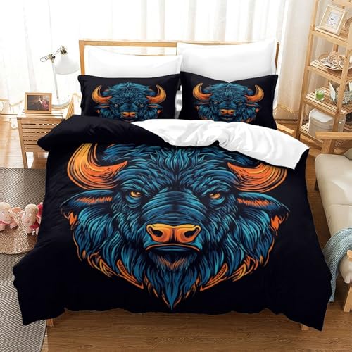 Housse de couette bison 3D hypoallergénique en microfibre douce et lavable en machine - 3