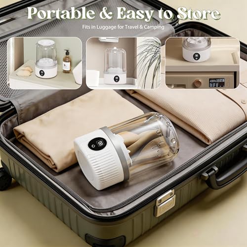 Mini-Waschmaschine, 2 Modi Tragbare Waschmaschine für Camping Reisen Hotel, 15W 1L Unterwäsche-Waschmaschine, Wiederaufladbar Kleine Mobile Waschmaschine für Babykleidung, BHs, Unterwäsche, Socken