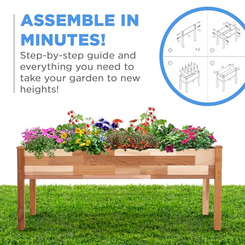 Jumbl, Cedar Raised Garden Bed, Elevated Wood Planter for Growing Fresh Herbs, Vegetables, Flowers, Succulents - 72x23x30” - Image 3