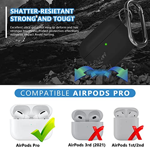 Airpods Pro Case, 15 In 1 Airpod Pro Accessories Set Kit, Silicone Anti-Lost Straps/Watch Band Holder/Ear Hooks/Storage Box/Ear Tips/Keychainfor Apple Airpods Pro Charging Case Cover Skin (Black) #TOP6
