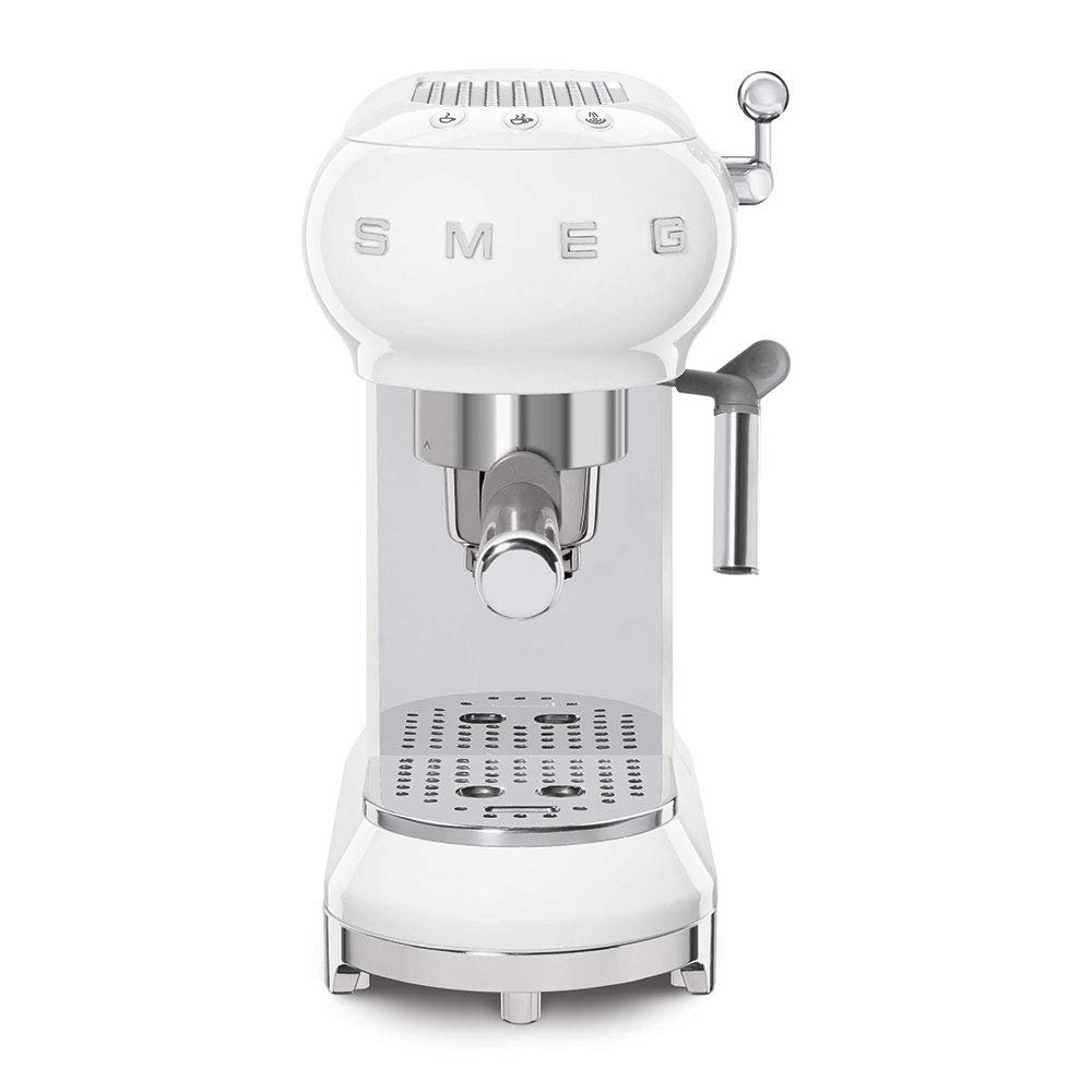 Smeg ECF01WHUK Traditional Pump Espresso Coffee Machine, Adjustable