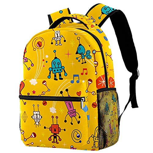Sac à dos décontracté bleu et jaune avec fleurs peintes à la main grande capacité multicolore