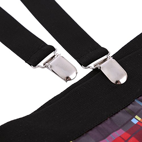 YEAHDOR Men's Sexy Plaid Schoolboy Lingerie Set Boxer Shorts with Y Back Suspender Bowtie - Image 3