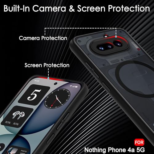 Image of TheGiftKart Hybrid Shockproof Back Cover Case for Nothing Phone 4a 5G Compatible with MagSafe | Hard Back Cover Case for Nothing Phone 4a 5G (PC & TPU, Translucent Smoke Matte Back, Black Sides)