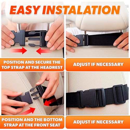 Image of 2 Pcs Backseat Car Organizer - Travel-Ready 23.4x16 inch Back Seat Car Organizer with 9 Large Pockets and Clear Tablet Holder, Made from Polyester with Adjustable Straps - Easy to Attach and Clean