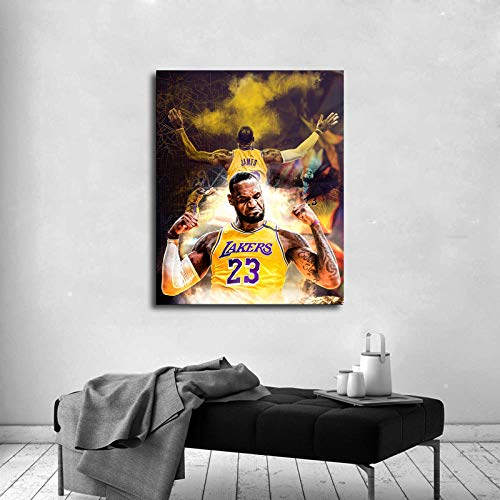 Lebron James Poster Basketball Canvas Wall Art Bedroom Room Decoration Painting Large Size Poster Printing Fotric (12X14Inch,No Frame) #TOP4
