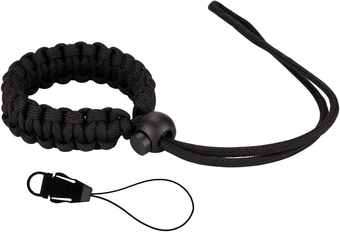 Allzedream Camera Wrist Strap Paracord Bracelet Adjustable for DSLR Binocular Cell Phone (Black)