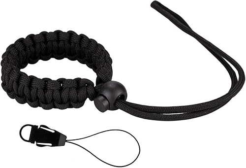 Allzedream - Correa de muñeca para cámara, pulsera de paracaídas ajustable para teléfono celular binocular DSLR (negro)