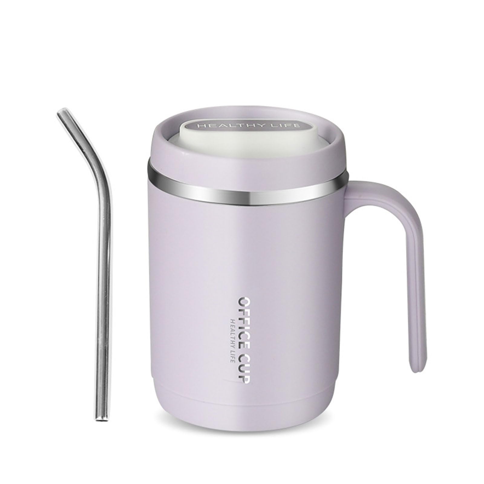 MALSSE Insulated Coffee Mug 500ML Stainless Steel Travel Cup Double Wall Coffee Cup Suitable for Home and Outdoor Use with Straw