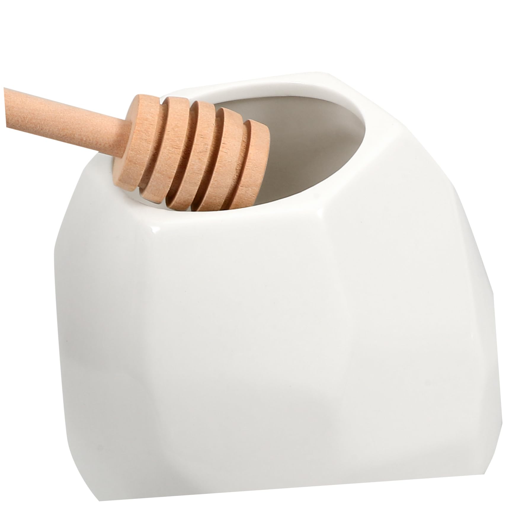 COLLBATH Keramik Honigglas mit Deckel 200ml und Holzlöffel, Weiß