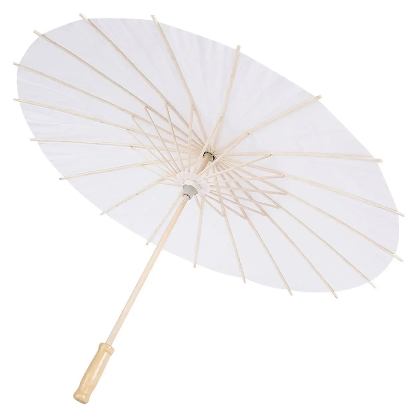 1/6PC Hochzeitsfestbevorzugung Papiersonnenschirm Holzgriff Regenschirm Weißer Papierschirm Brautparty Hochzeitsdeko Zubehör für Feier Fotografie(Diameter-84cm,1PCS)