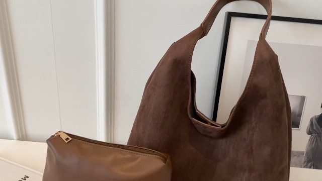 Bolso Tote de Gamuza Marrón para Mujer miniatura 7