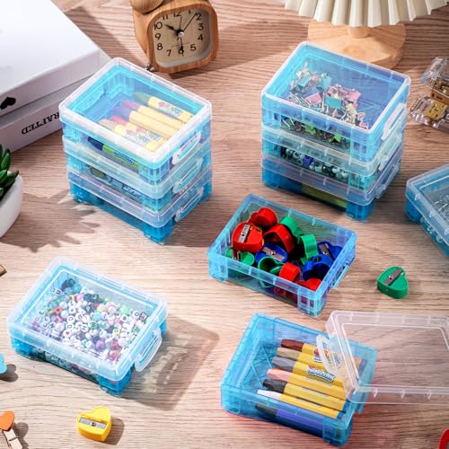 Image of Suzile 25 Pcs Plastic Crayon Boxes Bulk,Blue