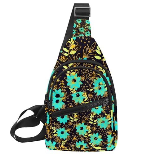 Sac de poitrine imperméable homme : sac à bandoulière coloré motif floral