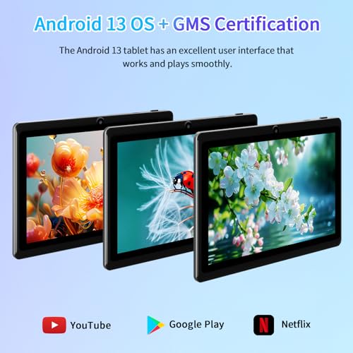 VASOUN 7 inch Tablet, Android 13 with 32GB ROM, Tablet PC with Quad Core Processor, GMS Certified WiFi Dual Camera, Portable Tablets with Case - Image 4