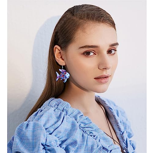 Halloween Black Cat Earrings Cute Animal Acrylic Black Cat Dangle Drop Earrings Funny Guitar Cat Parrot Fish Earrings for Women Halloween Party Jewelry3