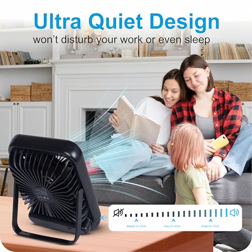 Image of TEKCOOL Slim Portable Desk Fan, 0-100 Speeds Adjustable Mini Fan, Rechargable Fan with Fragrance Function, Long Battery-Life Personal Fan for Home Outdoor, an Aromatherapy Tablet Included(Black)