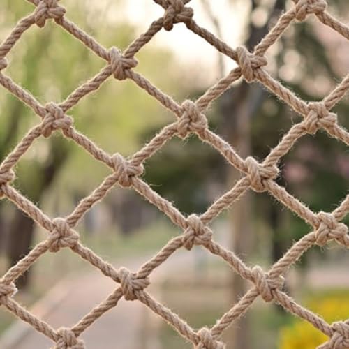 Red De Seguridad Cuerda Gruesa,2 x 2 m Red De Protección Contra Caídas Para Escaleras,Para Uso En Interiores y Exteriores,Vallas Para Jardines,Decoración (Cuerda Gruesa: 10 mm y Malla: 10 cm)