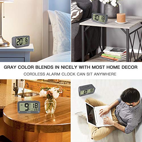 Battery Alarm Clocks for Bedrooms - Large Numbers Simple Setup Good View Angles Two Backlight Choices 12/24 Hour Cool Gray - Thumbnail 3