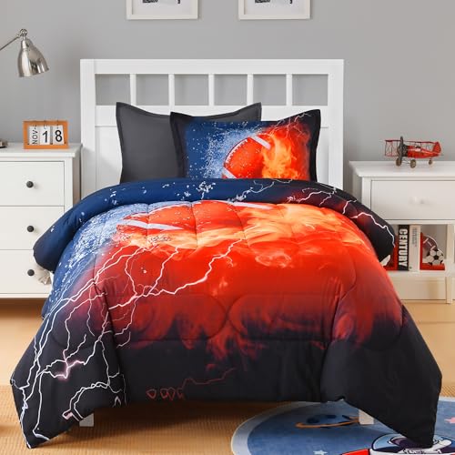 Image of Andency Football Comforter Set Twin(66x90 Inch), 2 Pieces(1 Football Comforter, 1 Pillowcase) Sport Microfiber Rugby Comforter Set Bedding Set for Kids Boys Teens