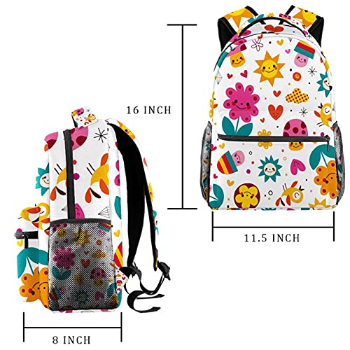 Sac d'école décontracté à fleurs bleues idéal pour le collège - 2