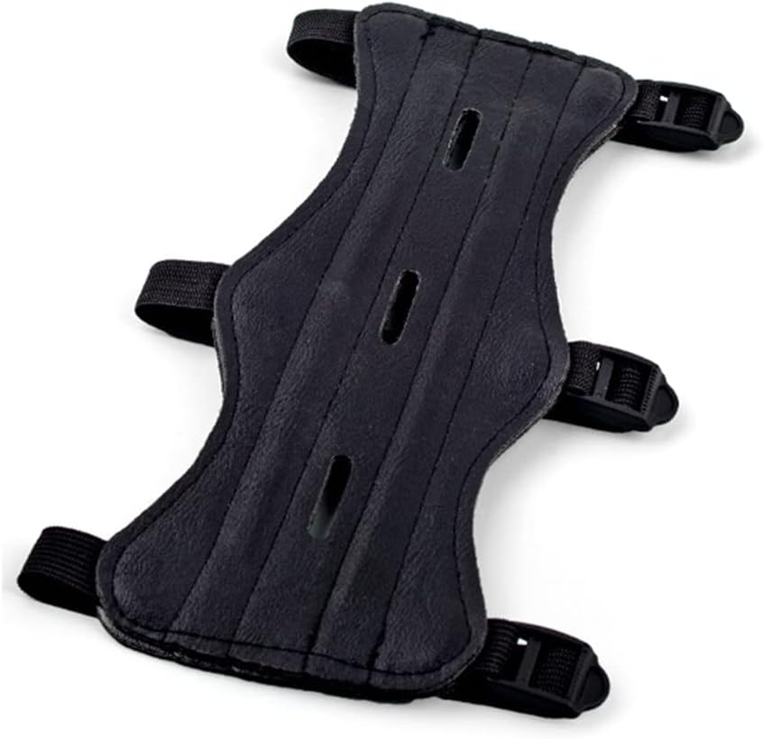 Leather Archery Arm Protector Guard for Men Adjustable Bow Shooting Elastic Armband Straps