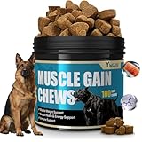 Dog Muscle Gain Power Chews-Canine Weight Gainer Formula,High Protein,Multivitamins,Overall Health & Energy,Immune Support,Premium Natural Muscle Building Supplement for Puppies & Adult Dogs
