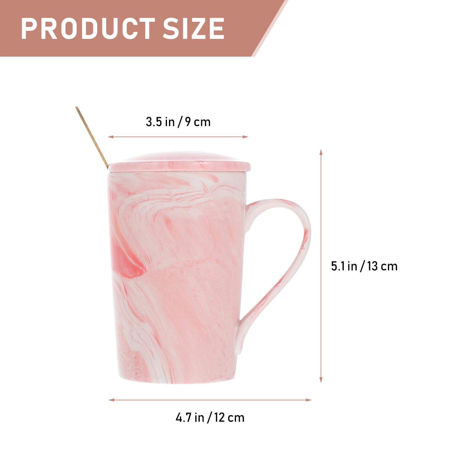 Tazas de Café de Mármol de Cerámica 2 Piezas Tapa y Cuchara Juego de Vasos para Beber Agua y Té en Casa U Oficina Diseño Moderno en Rosa y Gris para Obsequio