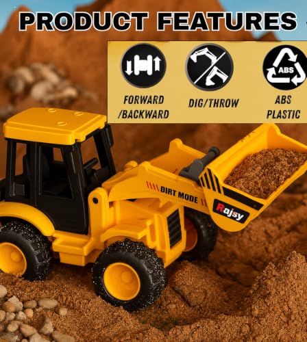Image of Construction Vehicle Toy for Kids, JCB Excavator Loader Toy with Movable Front Loader & Backhoe, Heavy Duty ABS Plastic Bulldozer Truck, Sand Play Toy for Boys & Girls