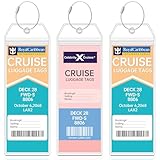 Teskyer 3 Pack Luggage Tags for Suitcases, Compatible with Royal Caribbean and Caribbean Cruises, Waterproof, Clear, Durable, with Zip and Steel Loops, Cruise Accessories