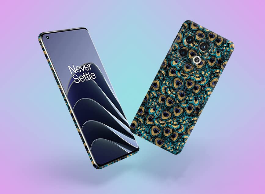 Image of Peacock Feather Skin Back Protector Film Ultra Thin Scratch Resistant Vinyl (Not Case and Cover) for OnePlus 10 Pro 5G